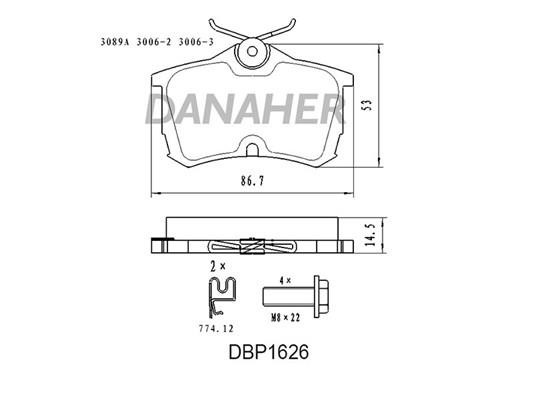 Danaher DBP1626 Гальмівні колодки, комплект DBP1626: Купити в Україні - Добра ціна на EXIST.UA!
