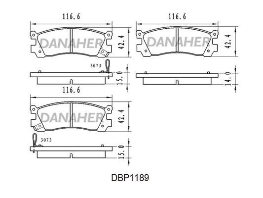 Danaher DBP1189 Гальмівні колодки, комплект DBP1189: Приваблива ціна - Купити в Україні на EXIST.UA!
