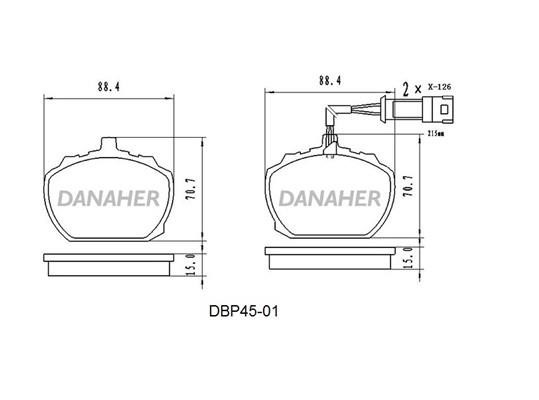 Danaher DBP45-01 Гальмівні колодки, комплект DBP4501: Приваблива ціна - Купити в Україні на EXIST.UA!