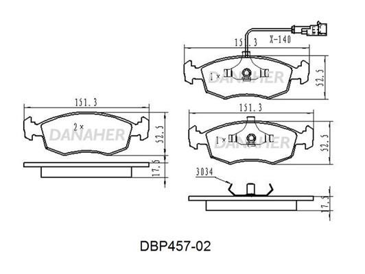Danaher DBP457-02 Гальмівні колодки, комплект DBP45702: Купити в Україні - Добра ціна на EXIST.UA!
