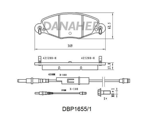 Danaher DBP1655/1 Гальмівні колодки, комплект DBP16551: Приваблива ціна - Купити в Україні на EXIST.UA!