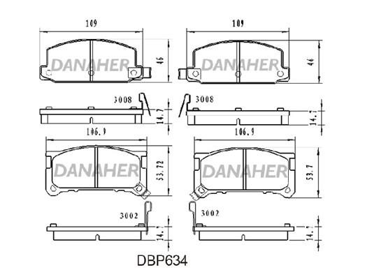 Danaher DBP634 Гальмівні колодки, комплект DBP634: Купити в Україні - Добра ціна на EXIST.UA!