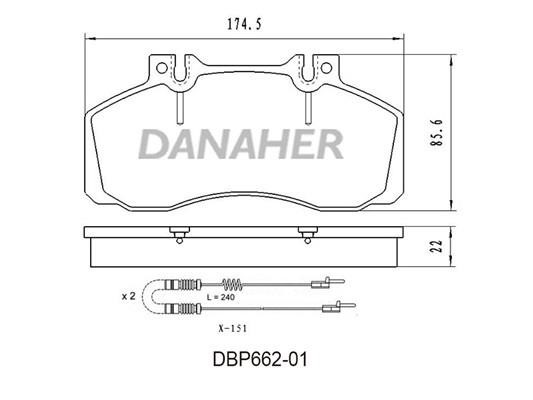 Danaher DBP662-01 Гальмівні колодки, комплект DBP66201: Купити в Україні - Добра ціна на EXIST.UA!