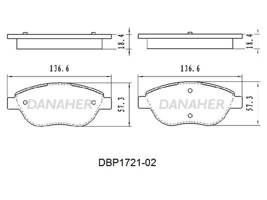 Danaher DBP1721-02 Гальмівні колодки, комплект DBP172102: Купити в Україні - Добра ціна на EXIST.UA!