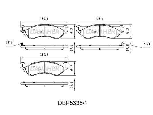 Danaher DBP5335/1 Гальмівні колодки передні, комплект DBP53351: Купити в Україні - Добра ціна на EXIST.UA!