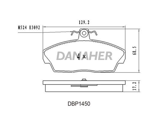 Danaher DBP1450 Гальмівні колодки, комплект DBP1450: Приваблива ціна - Купити в Україні на EXIST.UA!