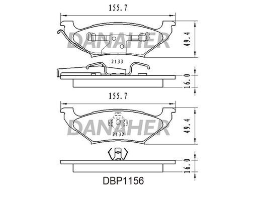 Danaher DBP1156 Гальмівні колодки, комплект DBP1156: Приваблива ціна - Купити в Україні на EXIST.UA!