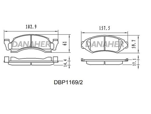 Danaher DBP1169/2 Гальмівні колодки, комплект DBP11692: Купити в Україні - Добра ціна на EXIST.UA!