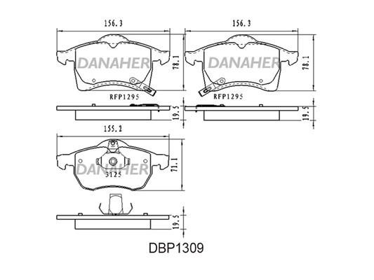 Danaher DBP1309 Гальмівні колодки, комплект DBP1309: Приваблива ціна - Купити в Україні на EXIST.UA!