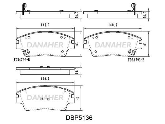 Danaher DBP5136 Гальмівні колодки передні, комплект DBP5136: Купити в Україні - Добра ціна на EXIST.UA!