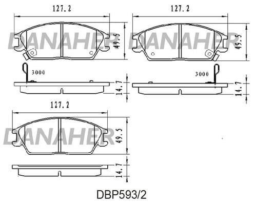 Danaher DBP593/2 Гальмівні колодки, комплект DBP5932: Приваблива ціна - Купити в Україні на EXIST.UA!