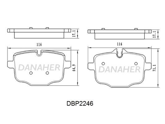 Danaher DBP2246 Гальмівні колодки, комплект DBP2246: Купити в Україні - Добра ціна на EXIST.UA!