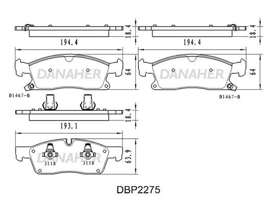 Danaher DBP2275 Гальмівні колодки, комплект DBP2275: Купити в Україні - Добра ціна на EXIST.UA!