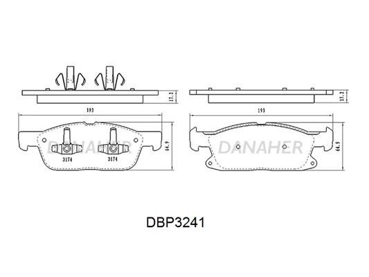 Danaher DBP3241 Гальмівні колодки, комплект DBP3241: Купити в Україні - Добра ціна на EXIST.UA!