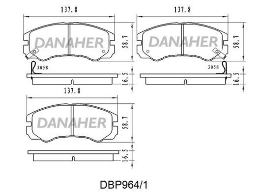 Danaher DBP964/1 Гальмівні колодки, комплект DBP9641: Приваблива ціна - Купити в Україні на EXIST.UA!