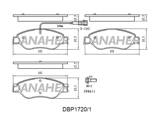 Danaher DBP1720/1 Гальмівні колодки, комплект DBP17201: Купити в Україні - Добра ціна на EXIST.UA!