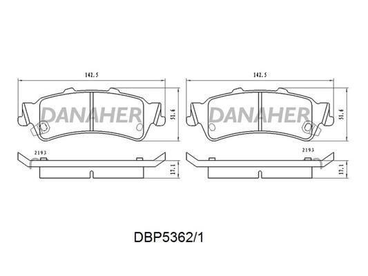 Danaher DBP5362/1 Гальмівні колодки передні, комплект DBP53621: Купити в Україні - Добра ціна на EXIST.UA!