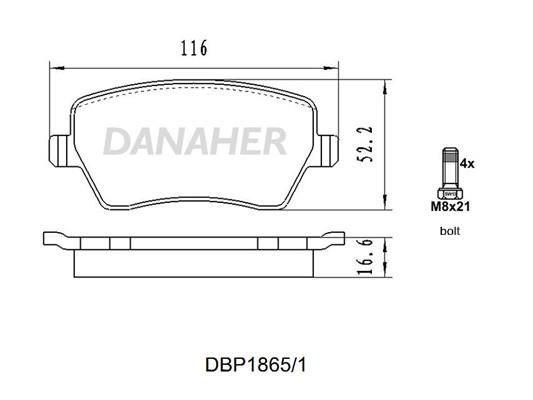 Danaher DBP1865/1 Гальмівні колодки, комплект DBP18651: Купити в Україні - Добра ціна на EXIST.UA!