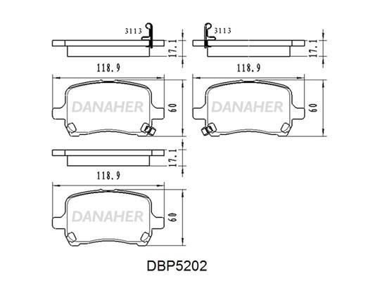 Danaher DBP5202 Гальмівні колодки, комплект DBP5202: Купити в Україні - Добра ціна на EXIST.UA!