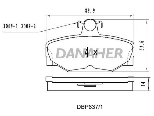 Danaher DBP637/1 Гальмівні колодки, комплект DBP6371: Купити в Україні - Добра ціна на EXIST.UA!