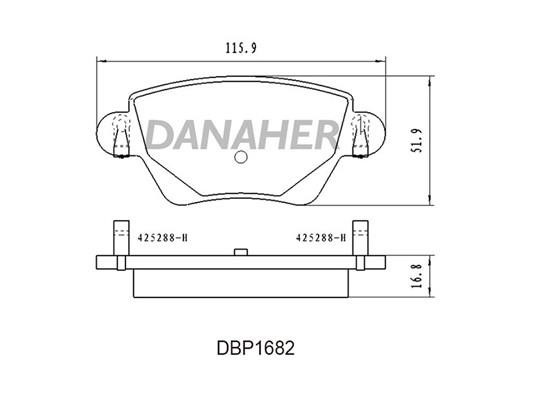 Danaher DBP1682 Гальмівні колодки, комплект DBP1682: Приваблива ціна - Купити в Україні на EXIST.UA!