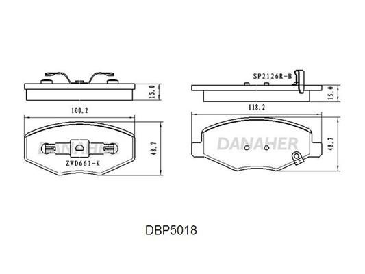 Danaher DBP5018 Гальмівні колодки, комплект DBP5018: Приваблива ціна - Купити в Україні на EXIST.UA!