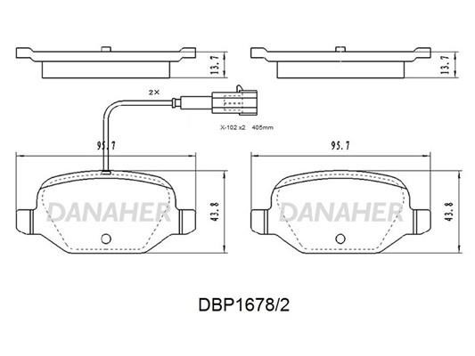 Danaher DBP1678/2 Гальмівні колодки, комплект DBP16782: Купити в Україні - Добра ціна на EXIST.UA!