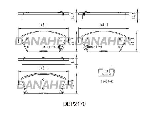 Danaher DBP2170 Гальмівні колодки, комплект DBP2170: Приваблива ціна - Купити в Україні на EXIST.UA!