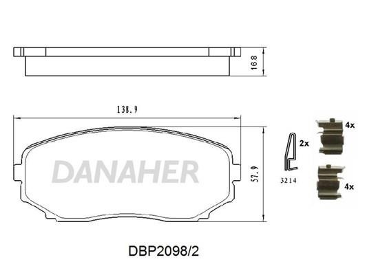 Danaher DBP2098/2 Гальмівні колодки, комплект DBP20982: Купити в Україні - Добра ціна на EXIST.UA!