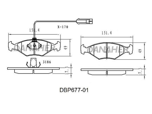 Danaher DBP677-01 Гальмівні колодки, комплект DBP67701: Купити в Україні - Добра ціна на EXIST.UA!