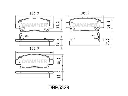 Danaher DBP5329 Гальмівні колодки передні, комплект DBP5329: Приваблива ціна - Купити в Україні на EXIST.UA!