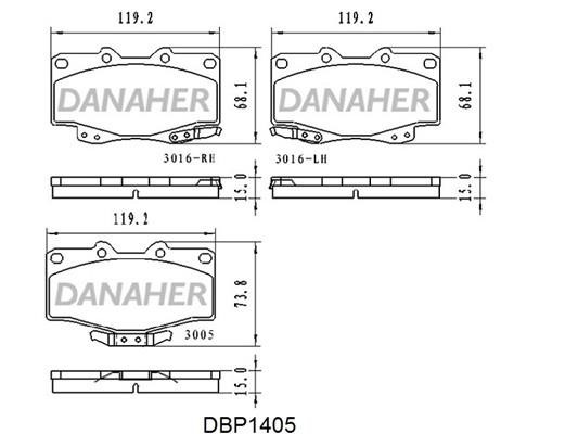 Danaher DBP1405 Гальмівні колодки, комплект DBP1405: Купити в Україні - Добра ціна на EXIST.UA!