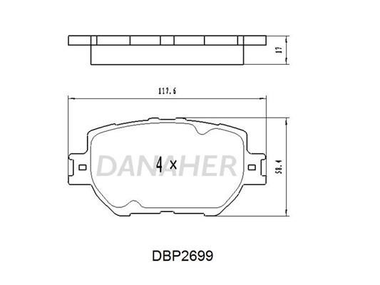 Danaher DBP2699 Гальмівні колодки, комплект DBP2699: Приваблива ціна - Купити в Україні на EXIST.UA!