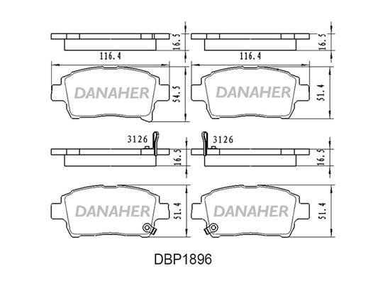 Danaher DBP1896 Гальмівні колодки, комплект DBP1896: Купити в Україні - Добра ціна на EXIST.UA!