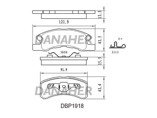 Danaher DBP1918 Гальмівні колодки, комплект DBP1918: Купити в Україні - Добра ціна на EXIST.UA!