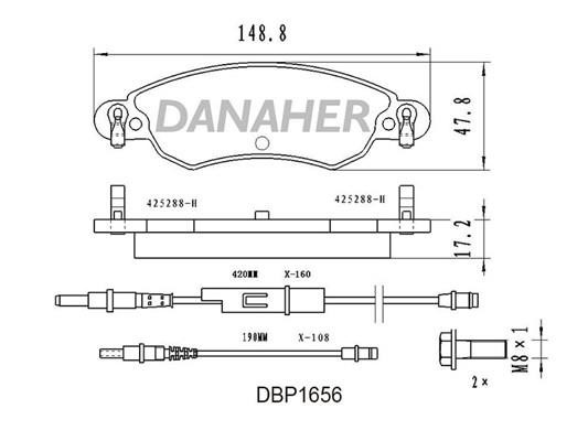 Danaher DBP1656 Гальмівні колодки, комплект DBP1656: Приваблива ціна - Купити в Україні на EXIST.UA!