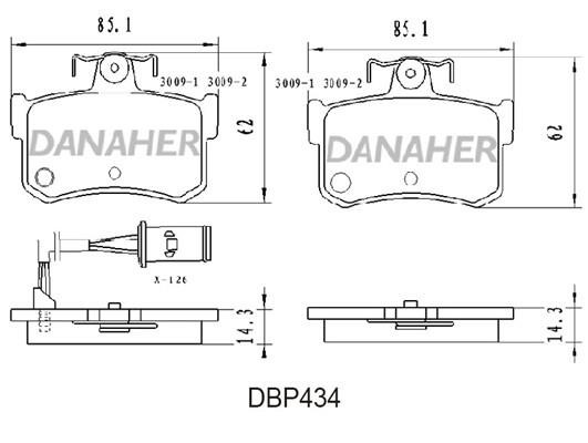 Danaher DBP434 Гальмівні колодки, комплект DBP434: Купити в Україні - Добра ціна на EXIST.UA!
