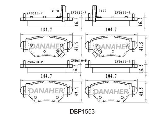 Danaher DBP1553 Гальмівні колодки, комплект DBP1553: Купити в Україні - Добра ціна на EXIST.UA!