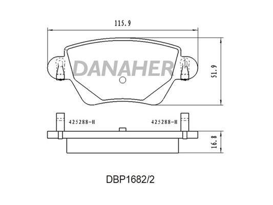 Danaher DBP1682/2 Гальмівні колодки, комплект DBP16822: Купити в Україні - Добра ціна на EXIST.UA!