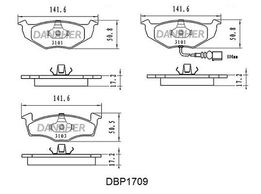 Danaher DBP1709 Гальмівні колодки, комплект DBP1709: Купити в Україні - Добра ціна на EXIST.UA!
