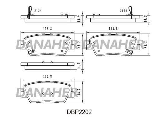 Danaher DBP2202 Гальмівні колодки, комплект DBP2202: Приваблива ціна - Купити в Україні на EXIST.UA!