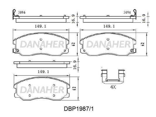 Danaher DBP1987/1 Гальмівні колодки, комплект DBP19871: Купити в Україні - Добра ціна на EXIST.UA!