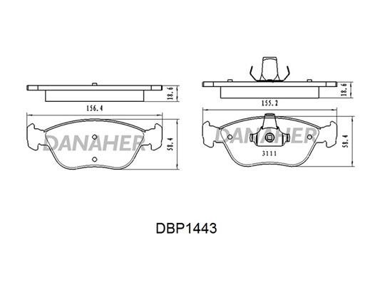 Danaher DBP1443 Гальмівні колодки, комплект DBP1443: Купити в Україні - Добра ціна на EXIST.UA!