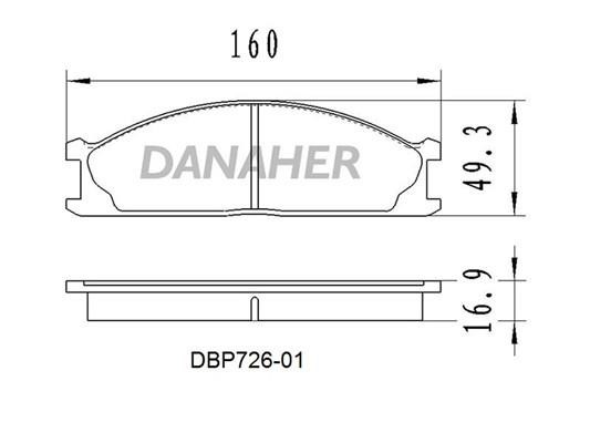 Danaher DBP726-01 Гальмівні колодки, комплект DBP72601: Купити в Україні - Добра ціна на EXIST.UA!