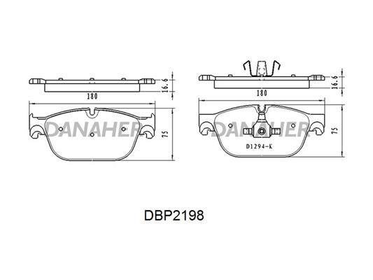 Danaher DBP2198 Гальмівні колодки, комплект DBP2198: Приваблива ціна - Купити в Україні на EXIST.UA!