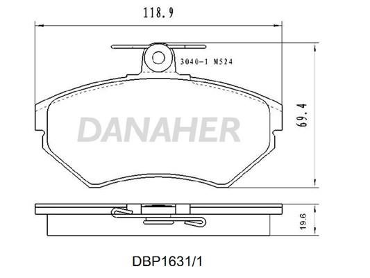 Danaher DBP1631/1 Гальмівні колодки, комплект DBP16311: Купити в Україні - Добра ціна на EXIST.UA!