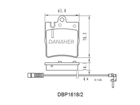 Danaher DBP1618/2 Гальмівні колодки, комплект DBP16182: Купити в Україні - Добра ціна на EXIST.UA!