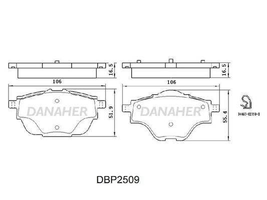 Danaher DBP2509 Гальмівні колодки, комплект DBP2509: Приваблива ціна - Купити в Україні на EXIST.UA!