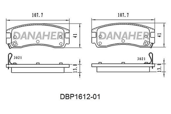 Danaher DBP1612-01 Гальмівні колодки, комплект DBP161201: Приваблива ціна - Купити в Україні на EXIST.UA!