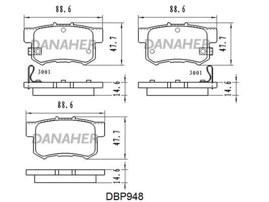 Danaher DBP948 Гальмівні колодки, комплект DBP948: Купити в Україні - Добра ціна на EXIST.UA!